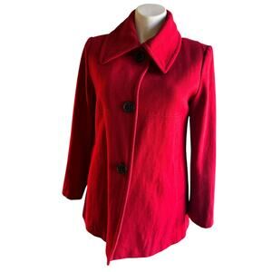 Alfani Red Wool Blend Coat Women’s Size 14 Tailored Lined Winter Jacket